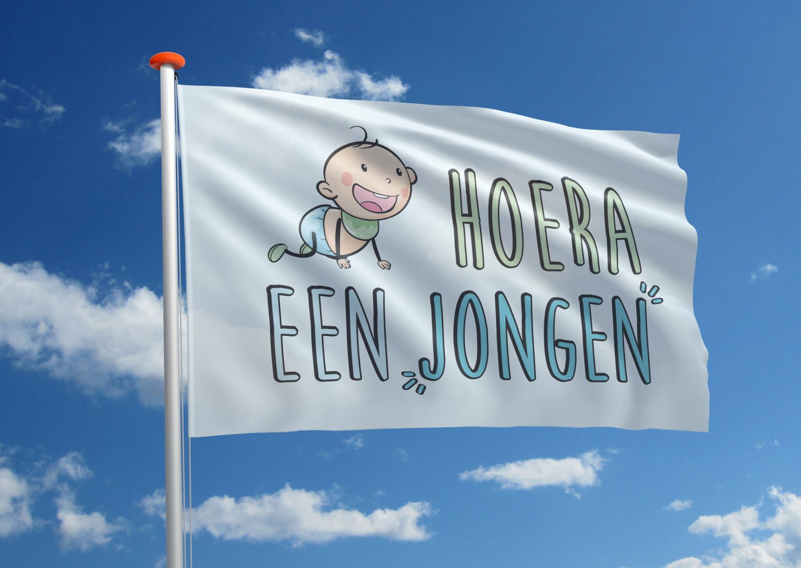 Een kindje geboren? Maak 't mooie nieuws bekend met een geboortevlag!
