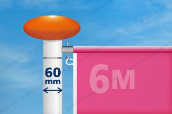 Kantelbare aluminium baniermast | 6m | 60 mm
