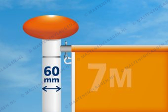 Kantelbare aluminium baniermast | 7m | 60 mm