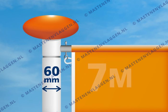 Kantelbare aluminium baniermast | 7m | 60 mm
