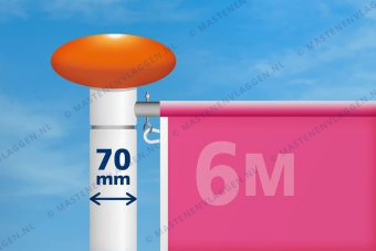 Kantelbare aluminium baniermast | 6m | 70 mm
