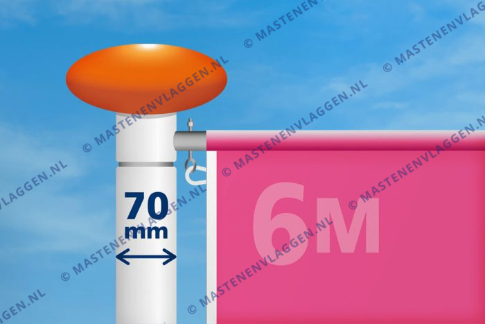 Kantelbare aluminium baniermast | 6m | 70 mm