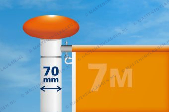 Kantelbare aluminium baniermast | 7m | 70 mm
