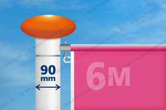 Kantelbare aluminium baniermast | 6m | 90 mm