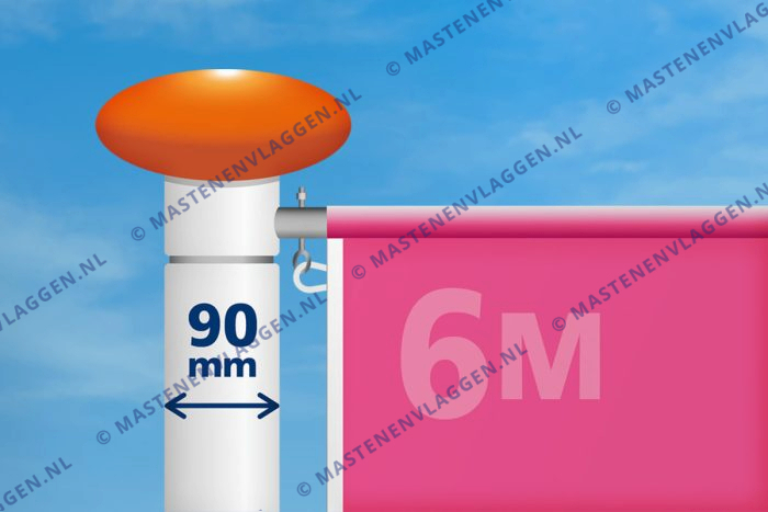 Kantelbare aluminium baniermast | 6m | 90 mm