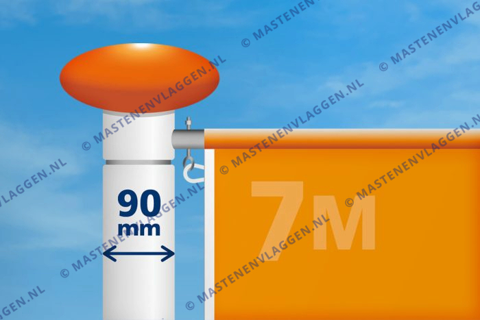 Kantelbare aluminium baniermast | 7m | 90 mm