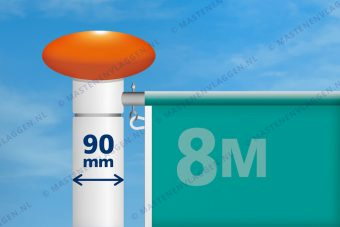 Kantelbare aluminium baniermast | 8m | 90 mm