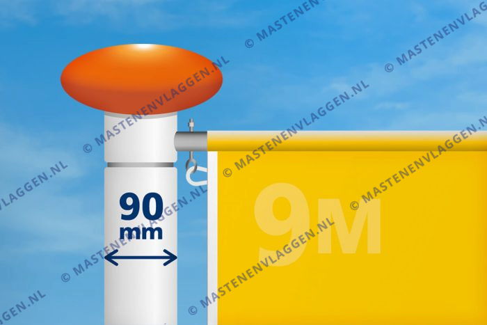 Kantelbare aluminium baniermast | 9m | 90 mm