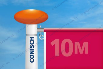 Kantelbare aluminium baniermast | 10m | conisch