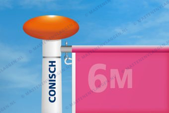Kantelbare aluminium baniermast | 6m | conisch