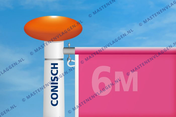 Kantelbare aluminium baniermast | 6m | conisch