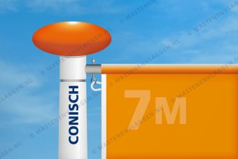 Kantelbare aluminium baniermast | 7m | conisch