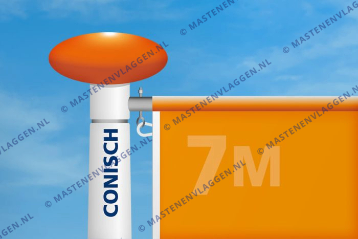Kantelbare aluminium baniermast | 7m | conisch