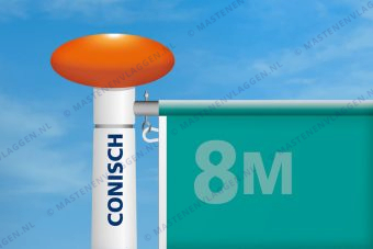 Kantelbare aluminium baniermast | 8m | conisch