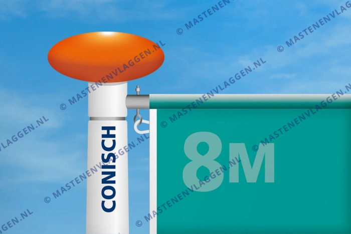 Kantelbare aluminium baniermast | 8m | conisch