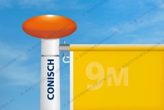 Kantelbare aluminium baniermast | 9m | conisch