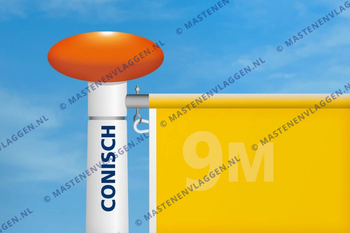 Kantelbare aluminium baniermast | 9m | conisch