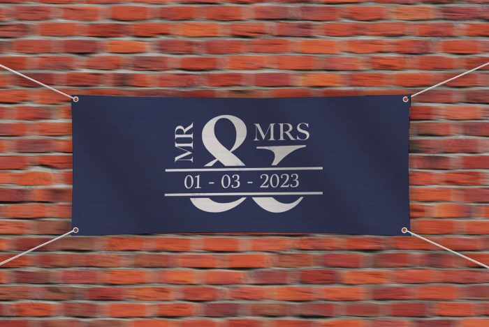 Huwelijksspandoek Mr & Mrs