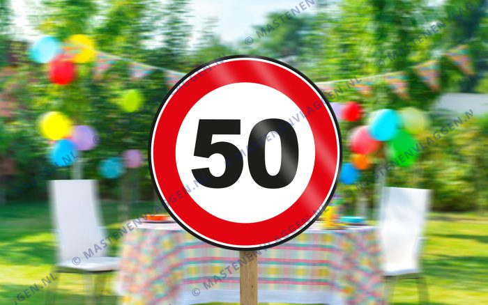 Verkeersbord verjaardag 50